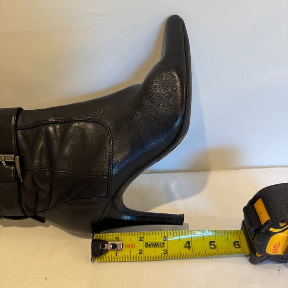 NINE WEST Reindeero Black Leather Strap Heel Zipper Women's Boot Size 8-1/2B - Picture 11 of 11
